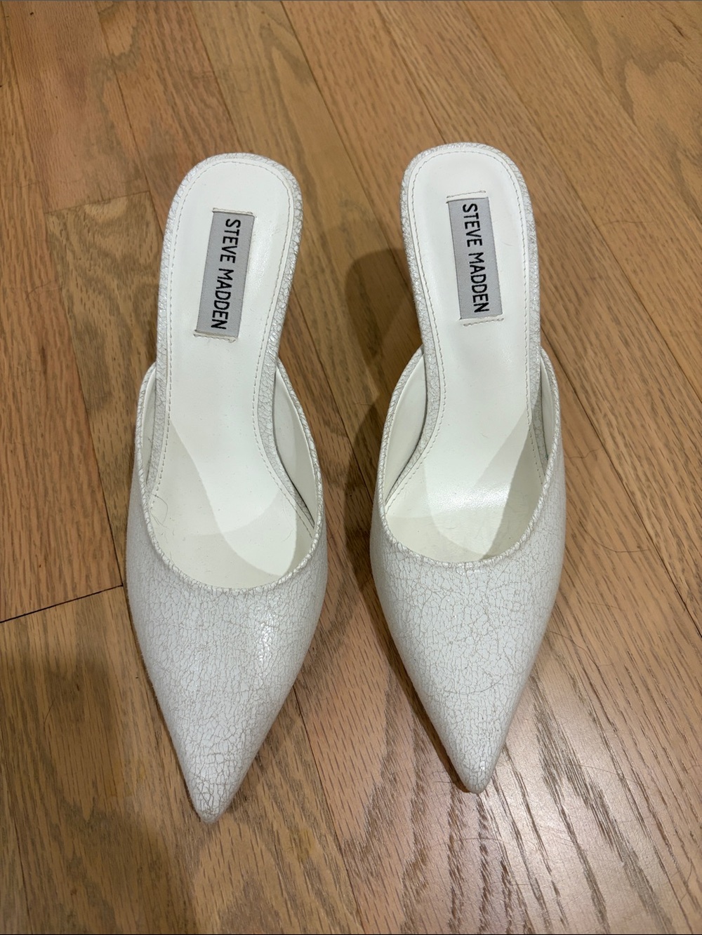 Steve Madden White Pointed Slip-On Mules